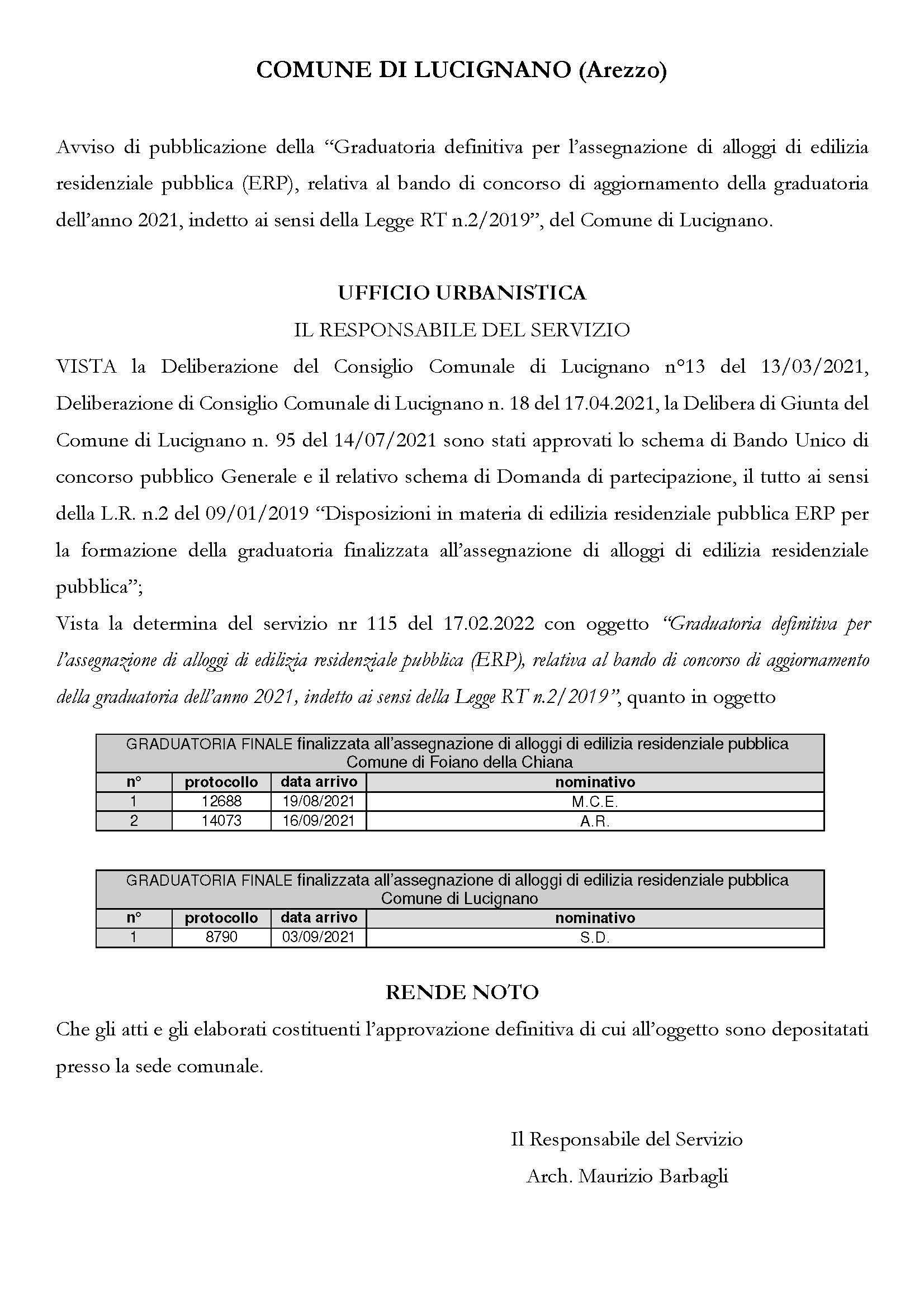 “Graduatoria definitiva per l’assegnazione di alloggi di edilizia  residenziale pubblica (ERP)"