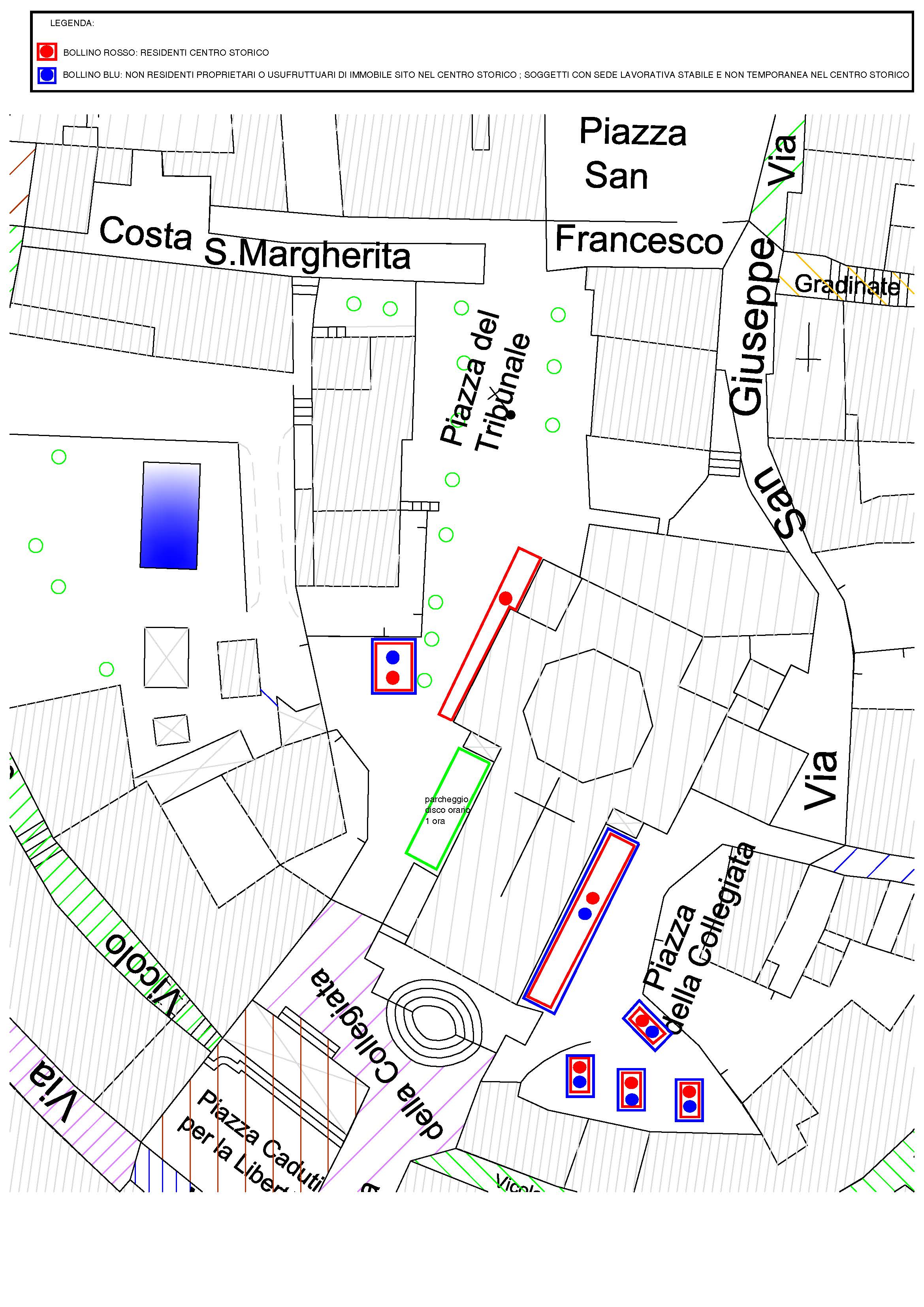 Nuova disciplina dei parcheggi in Piazza del Tribunale e Piazza della Collegiata