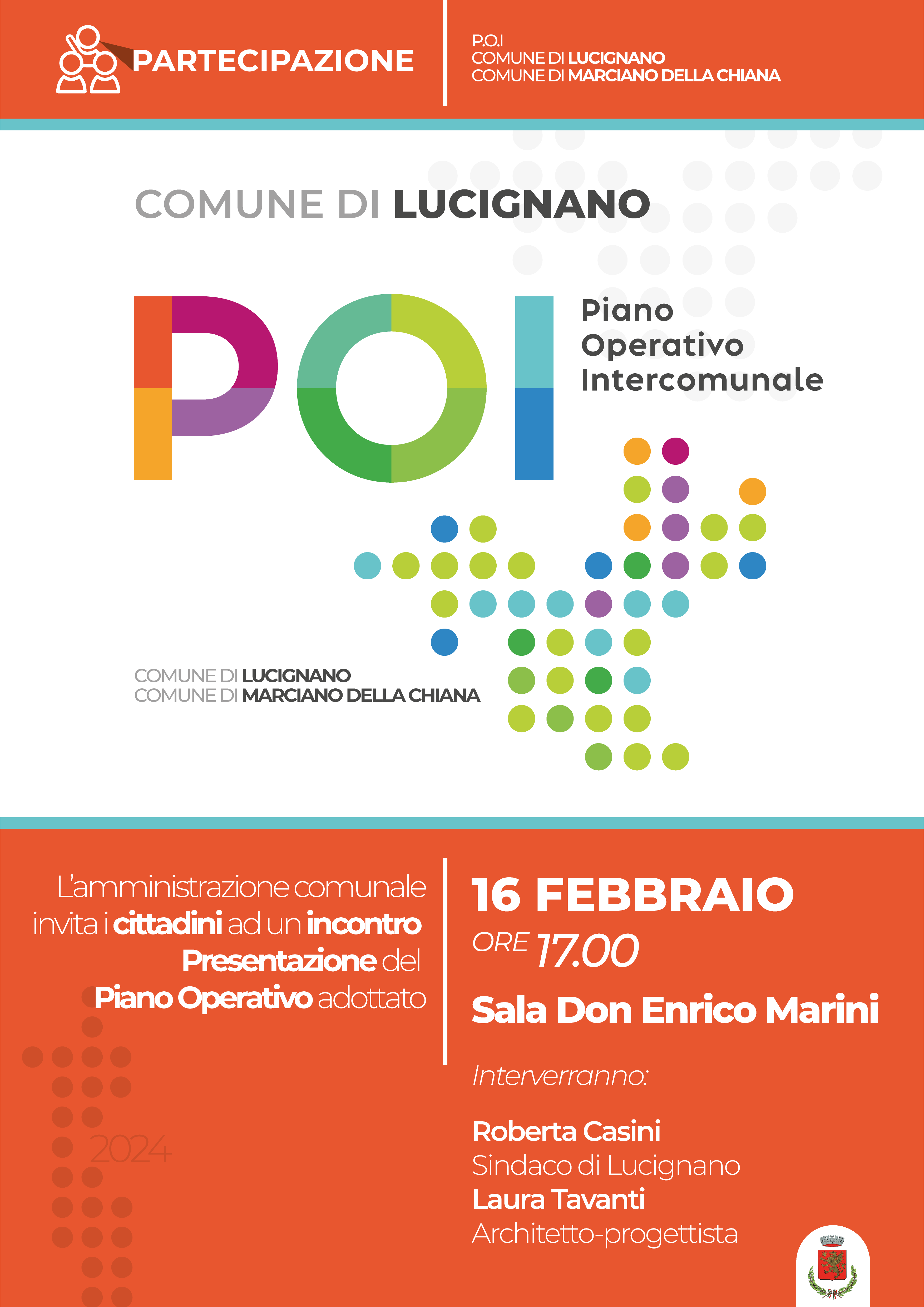 16 febbraio 2024 ore 17.00. Incontro relativo al Piano Operativo Intercomunale
